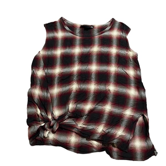 All Saints Tops - All Saints Womens Red Black Checked Tank Top Knot Hem Size 0